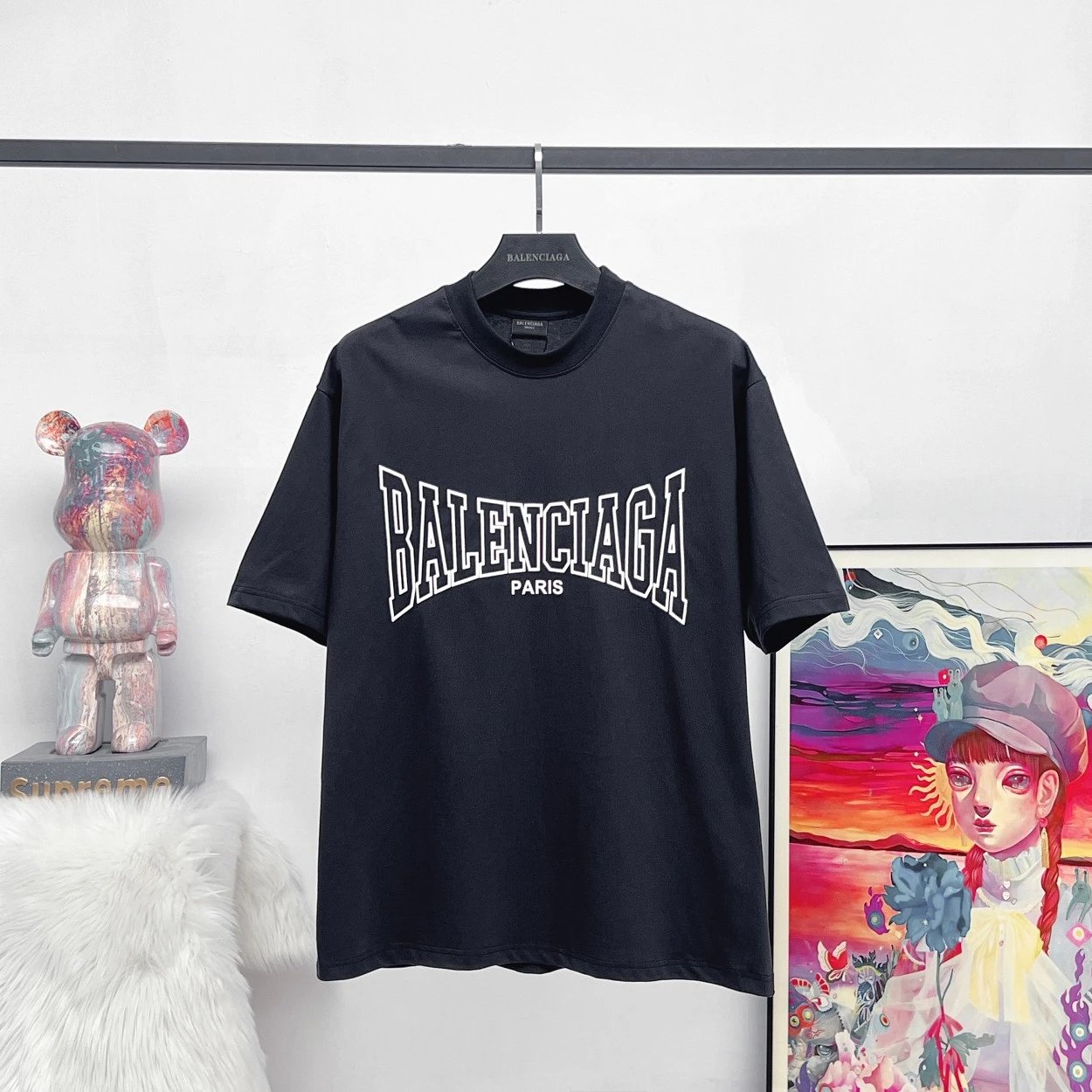 Balenciaga T-shirt Chest Crack Lettering logo round Neck Short Sleeve25ss New pure cotton T Unisex T-Shirt OS Loose Fit Base Shirt Top T-Shirt Short Sleeve