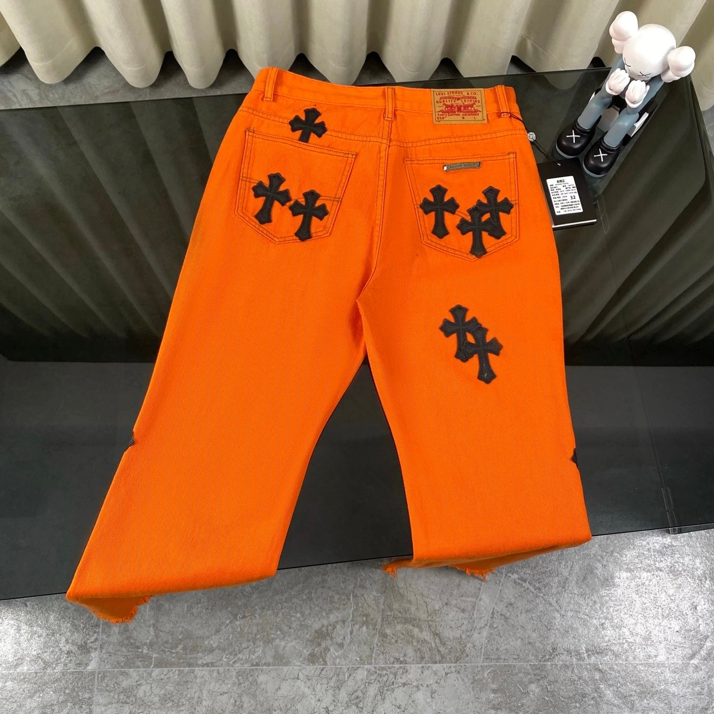 Chrome Hearts Jeans Front and rear black cross stickers logo25ss Spring Summer New Straight Loose Jeans Unisex Slim Fit Long Pants