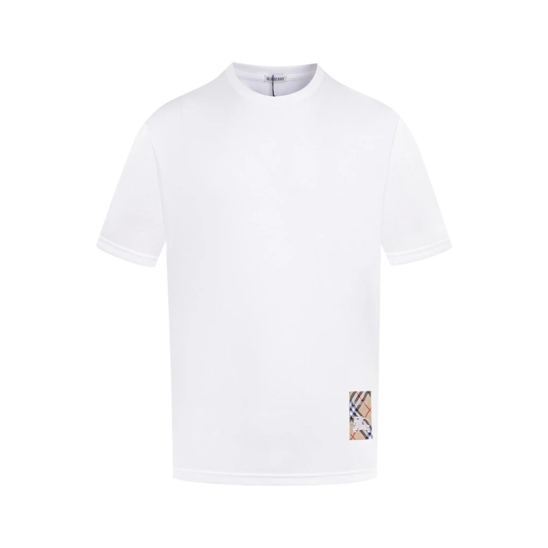 Burberry T-shirt Front Plaid Embroidery logo round Neck Short Sleeve25ss New Pure Cotton Unisex Style T T-shirt OS Loose Fit Base Shirt Top Half Sleeve T-Shirt