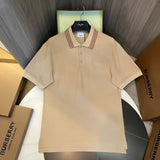 Burberry T-shirt Signature Stripes at the Neckline logoPOLO Shirt Lapel Short Sleeve25ss New Unisex Summer Short Sleeve OS Loose T Business Half Sleeve Shirt Plus Size T-Shirt