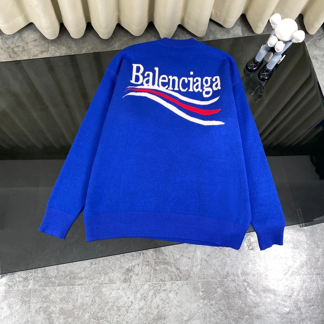 Balenciaga Sweater 23ss New Jacquard Cola Letter Wool Knit Sweater Crew Neck Unisex OS Stylish Jacket