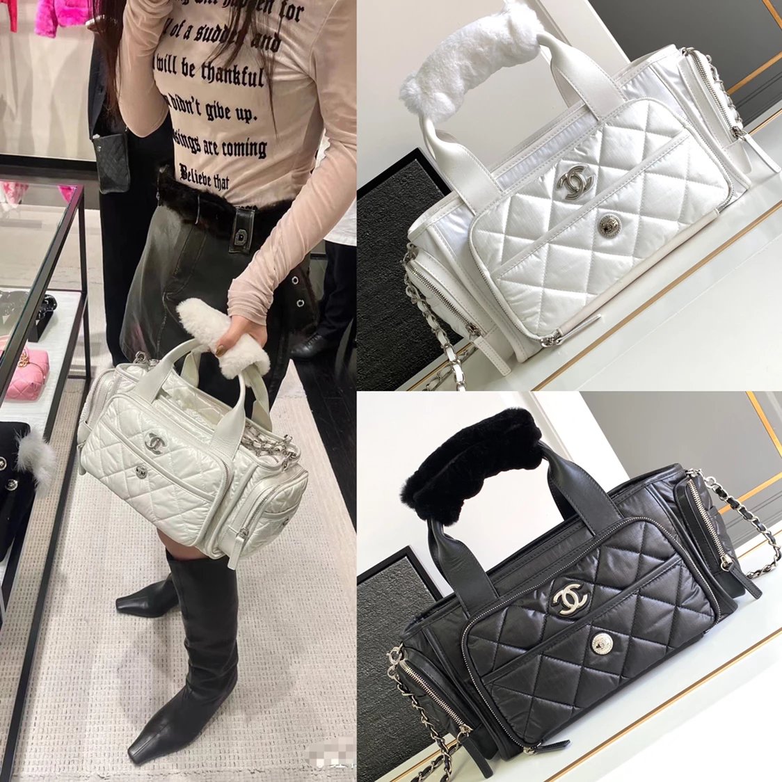 Chanel Women's Bag Top version 【Highest Quality】Home23N New Skiing Series Bowling Bag LargeBowlingBag Ski Luggage Bag Travel Bag Men's and Women's Bags Large-Capacity Backpack Tote Bag CocoNeige Beautiful Ski Bag Large Bowling Sports Bag35cm