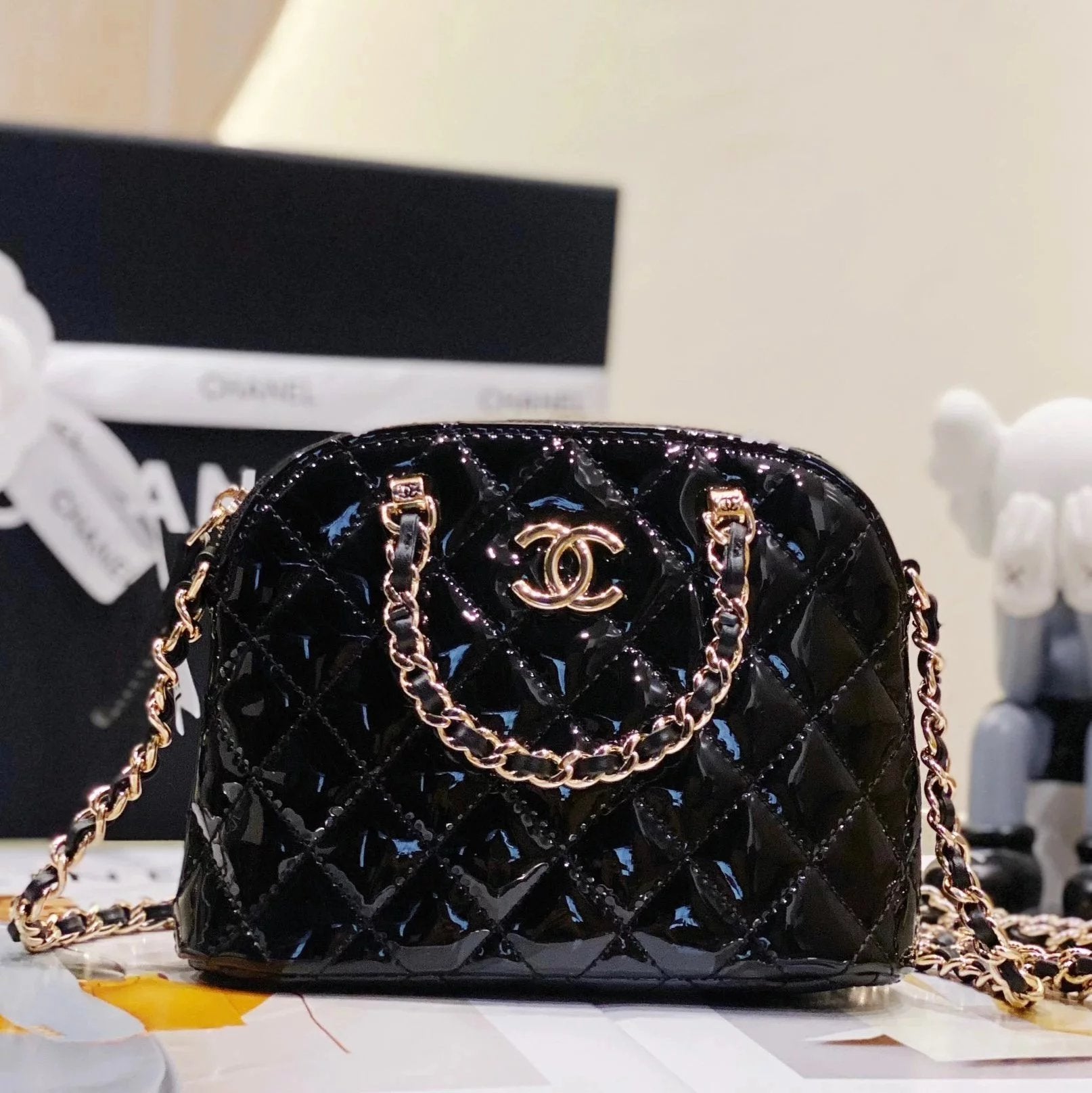 Chanel Women's Bag Top version 【Original Genuine Goods Leather】23S Home New Patent Leather Shell Bag Women's Bag Handbag Messenger Bag Women's Cow Leather Bag Large AS3969