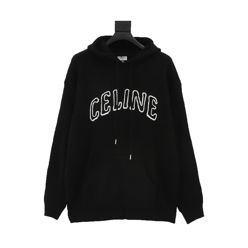 Celine Sweater Hollow Embroidery Hooded Sweater Same Style for Men and Women