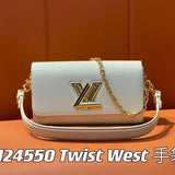 Louis Vuitton LV Women's Bag Top version 【Original Order】M24549M24548M24550M24566TwistWest Water Ripple Cowhide Twisted Bag Underarm Bag Chain Bag Messenger Bag Shoulder Bag Women's Bag