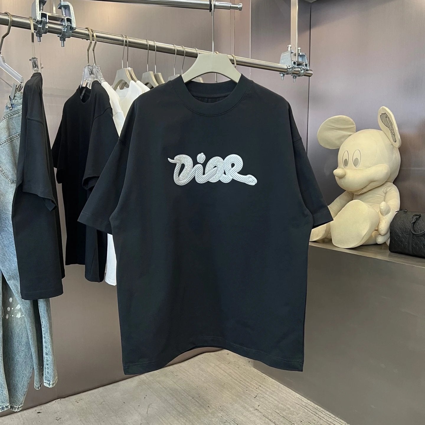 Dior T-shirt 3D Chest Letter Embossing logo round Neck Short Sleeve25ss New pure cotton T Unisex T-Shirt OS Loose Fit Base Shirt Top Half Sleeve T-Shirt