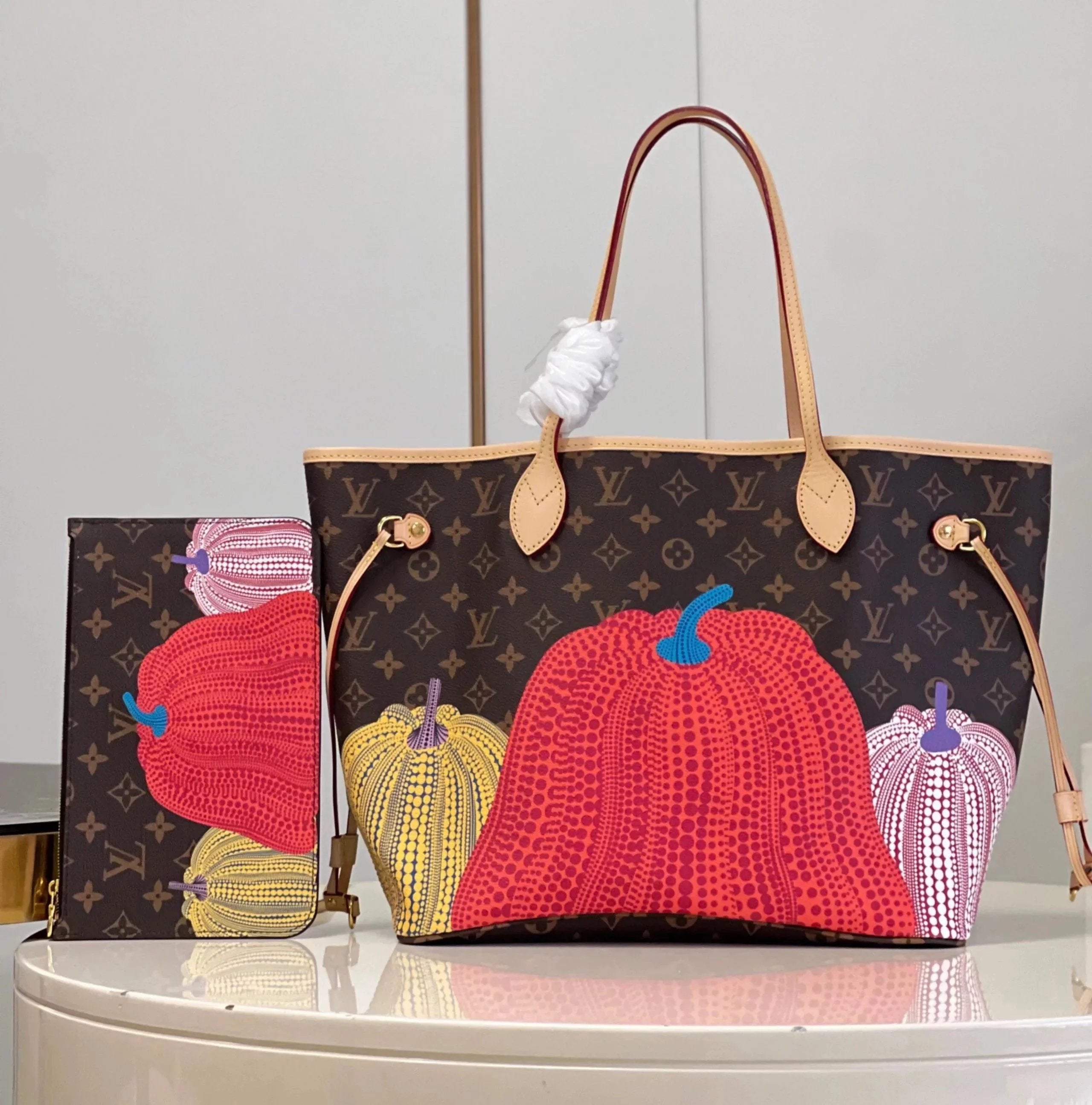 Louis Vuitton LV Women's Bag Top version M46468Pumpkin neverfullmm Tote Shopping Bag Mummy Handbag Shoulder Handbag Large Capacity Pumpkin Tote Bag Mummy Bag Shopping Bag Pumpkin Bag Women's Bag