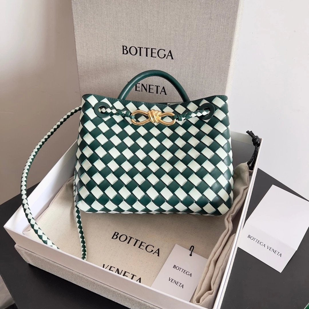 Bottega Veneta Women's Bag Top version 【Level Surrogate Shopping】Home New andiamo Handbag Woven Bag Horoscope Buckle Briefcase Large45cm Shopping Bag Tote Bag tote Bag Handbag Shoulder Crossbody Bag24New Women's Bag New Color Idle Style Square Pocket Bag