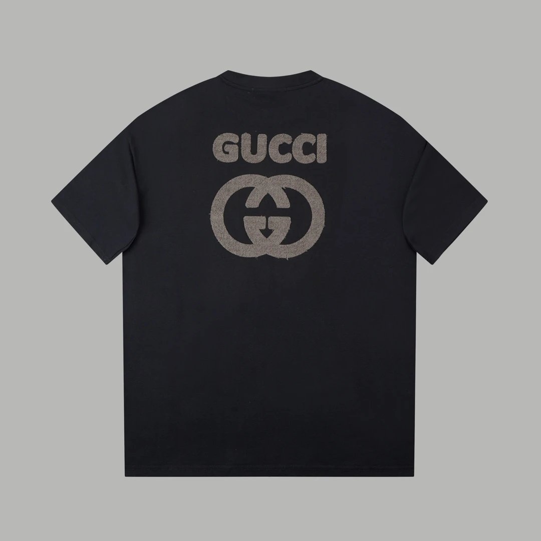 Gucci T-shirt Classic Pair G Towel Patches logo round Neck Short Sleeve25ss New pure cotton T Unisex T-Shirt OS Loose Fit Base Shirt Top Half Sleeve T-Shirt