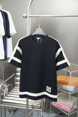 LOEWE T-shirt Classic Webbing Color Block Crew Neck Short Sleeve Pure Cotton Unisex T T-shirt OS Loose Fit Base Shirt Summer New Casual Simple T-Shirt