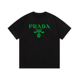PRADA T-shirt Chest Letter Print Logo Logo Crew Neck Short Sleeve25ss New Pure Cotton Unisex Style T T-shirt OS Loose Fit Base Shirt Top Half Sleeve T-Shirt