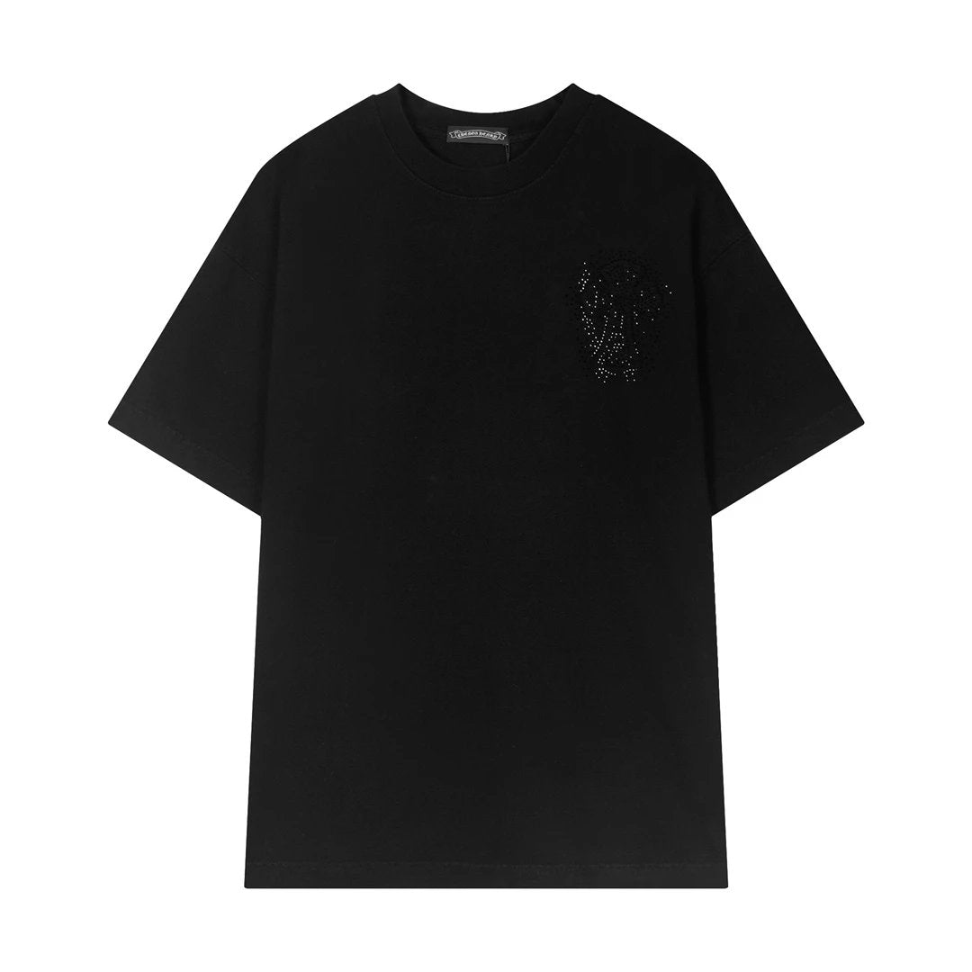 Chrome Hearts T-shirt Appliqué Embroidery Iron-on Patch logo round Neck Short Sleeve25ss New Pure Cotton Unisex Style T T-shirt OS Loose Fit Base Shirt Short Sleeve T-Shirt Top