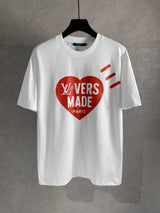 Louis Vuitton LV T-shirt Heart Print on the Chest logo round Neck Short Sleeve25ss New Pure Cotton Unisex Style T T-shirt OS Loose Fit Base Shirt Half Sleeve T-Shirt Top Half Sleeve