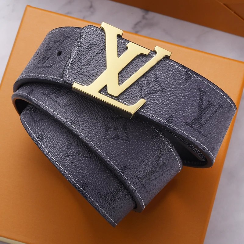 Louis Vuitton LV Belt Belt Men's Light Luxury Cowhide Pant Belt Big Brand High-Grade Fine Steel Letter Buckle Business Casual All-Match Genuine Leather Belt