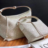 LOEWE Women's Bag Top version 【Original Leather】New cubi Lunch Bag Anagram Handbag Jacquard Underarm Bag Lunch Box Bag Dumpling Bag Shoulder Handbag Women's Bag