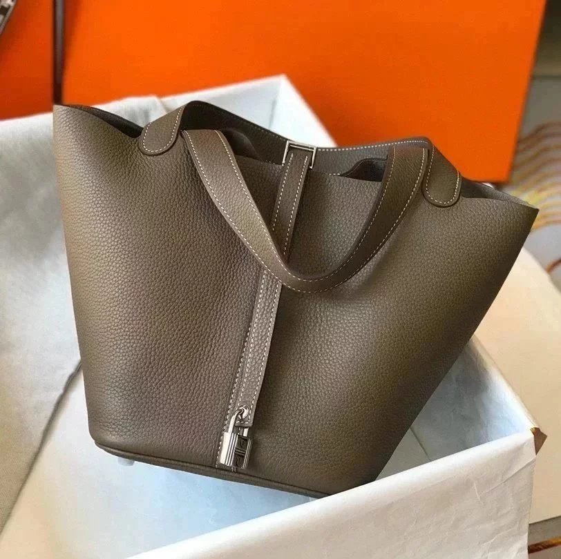 Hermes women's bag Top version Women's Bag21New Handmade picotin Bucket Bag1822Vegetable Basket Bucket Bag Handbag