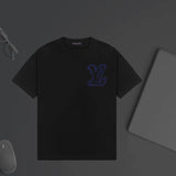 Louis Vuitton LV T-shirt Chest with Fuzzy Letter Print logo round Neck Short Sleeve25ss New pure cotton T Unisex T-Shirt OS Drop Shoulder Loose Fit Base Shirt Top T-Shirt Short Sleeve