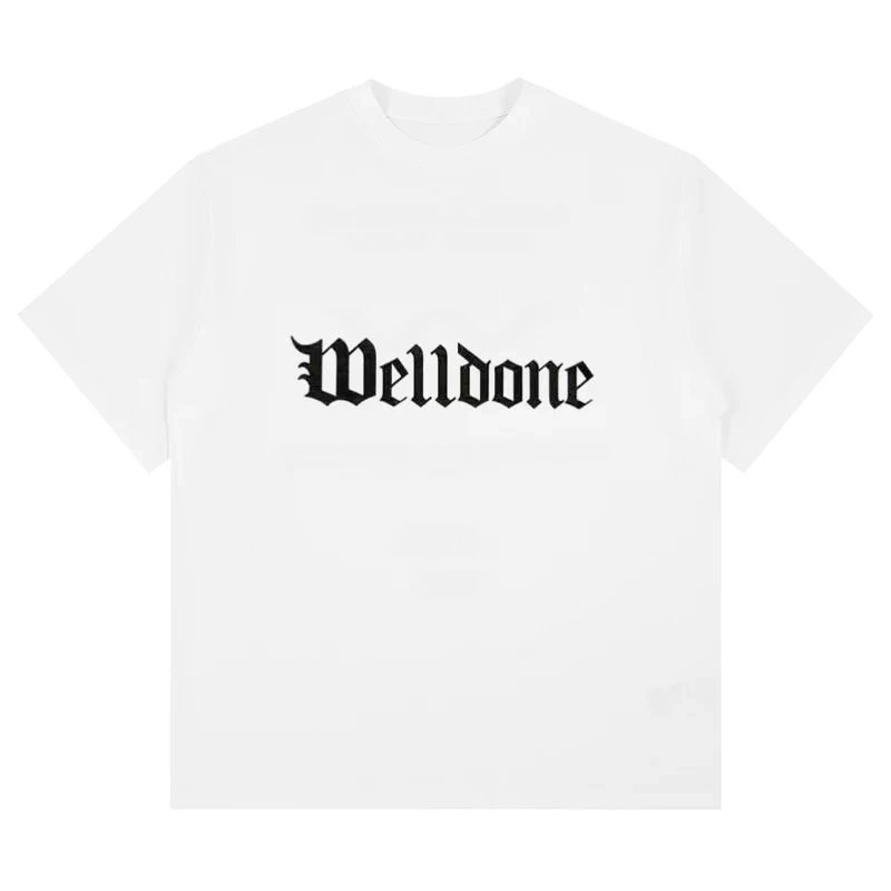 We11done T-shirt Top Version Gothic Letter Crew Neck Short Sleeve Summer New Fashion Brand American Style Loose Couple T Men's T-shirt