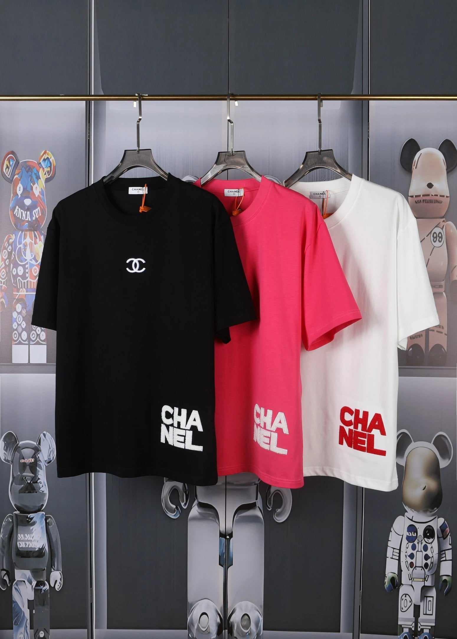 Chanel T-shirt Classic Chest logo Embroidered Crew Neck Short Sleeve25ss New Pure Cotton Unisex Style T T-shirt OS Loose Fit Base Shirt Short Sleeve Top T-Shirt