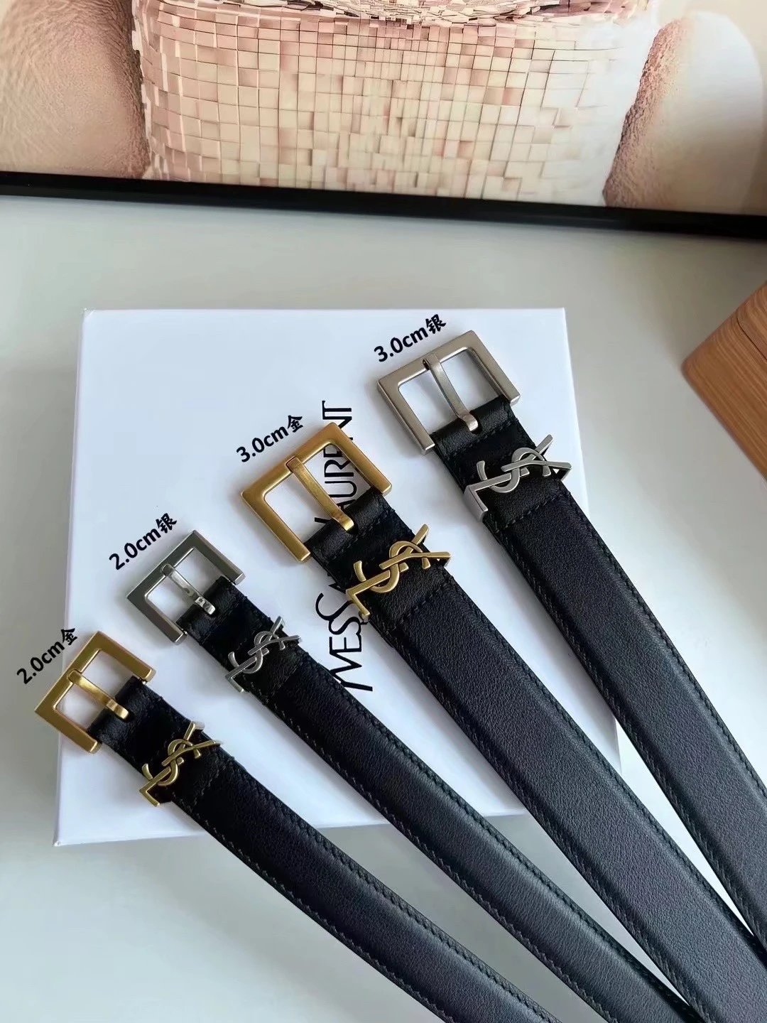 YSL Belt Top version High Quality Belt Female First Layer Cow Leather Belt2.03.0Women's Belt Calfskin High-Grade Pure Leather Belt Men and Women Business Casual Belt Belt Women's Belt