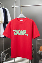 Dior T-shirt Early Spring New Snake Year Limited Edition Printed Crew Neck Short Sleeve New Pure Cotton Unisex T T-shirt OS Loose Fit Base Shirt Short Sleeve Top T-Shirt