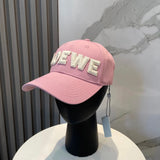LOEWE Hat Minimalist Embroidery logo Baseball Cap Sunshade Sun Protection Duckbill Cap Large Head Circumference Slimming Face Curved Brim Versatile Sports Hat for Men and Women Couples Same Style