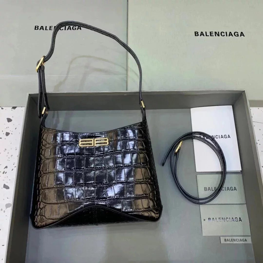 Balenciaga Bag Top version 【Level Surrogate Shopping】2022Spring and Summer New XXhobo Crocodile Pattern hobo Underarm Bag Shoulder Messenger Bag Women's Bag