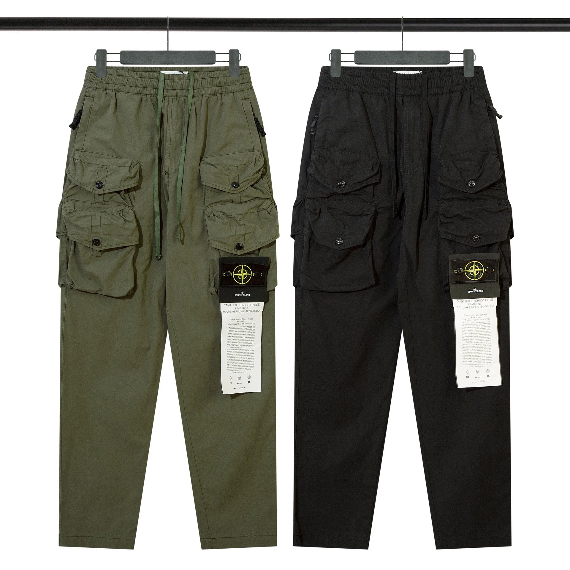 Stone Island Overalls STON Stone Compass Badge Patch Casual Pants European and American Mechanical Style Jogger Pants Workwear Ankle-Tied Trousers Island