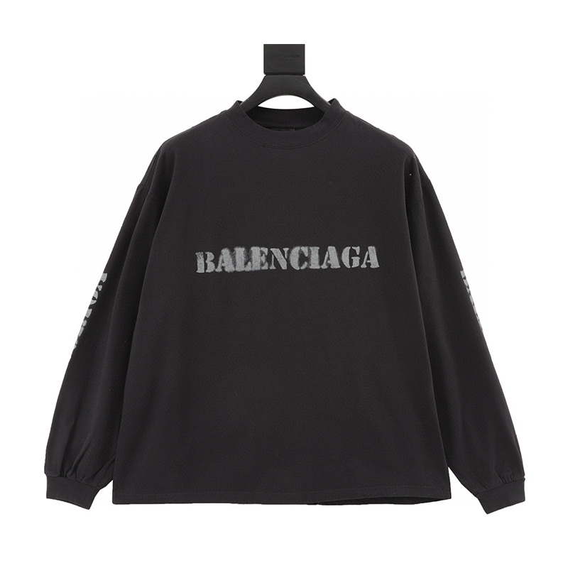 Balenciaga Hoodie Fuzzy Letter Print Long Sleeve T T-shirt for Men and Women