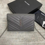 YSL Women's Bag Top version Yang Shulin WOC Envelope Package Chain Bag Women's Bag Crossbody Bag Caviar Cowhide woc Large Chain Bag22.5cm377828