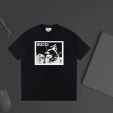Gucci T-shirt Chest Letter Ski Print logo round Neck Short Sleeve25ss New Pure Cotton Unisex Style T T-shirt OS Loose Fit Base Shirt Half Sleeve T-Shirt Top Half Sleeve
