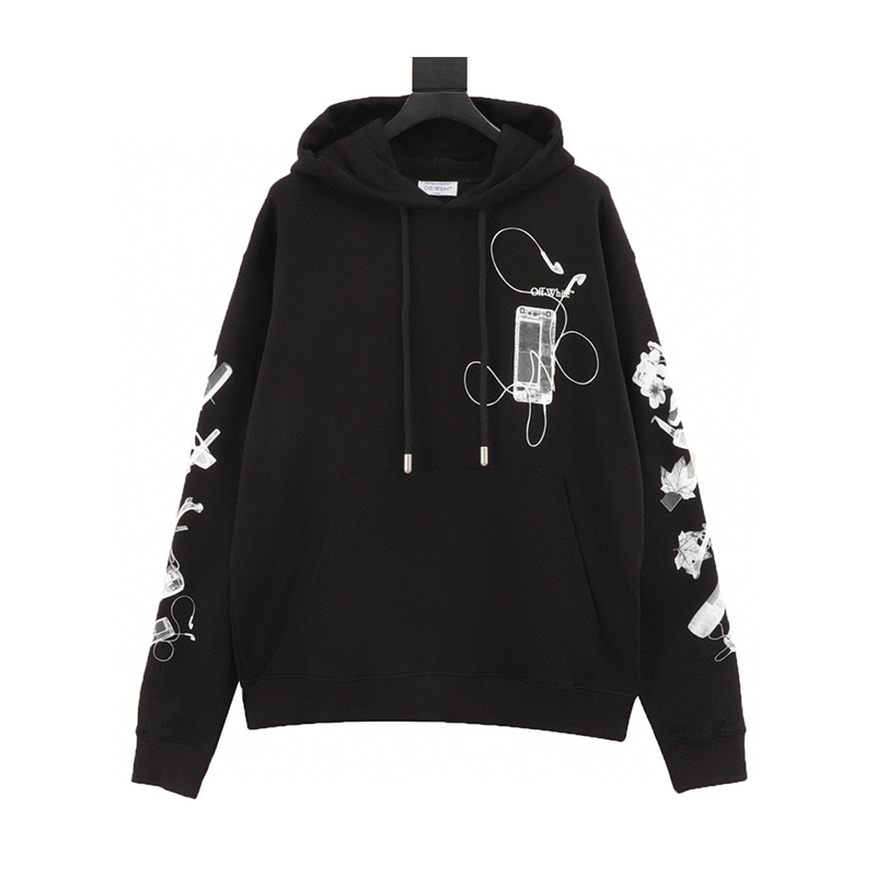 OFF -White Hoodie 24FW Digital Headset Arrow Printed Hoodie Same Style for Men and Women