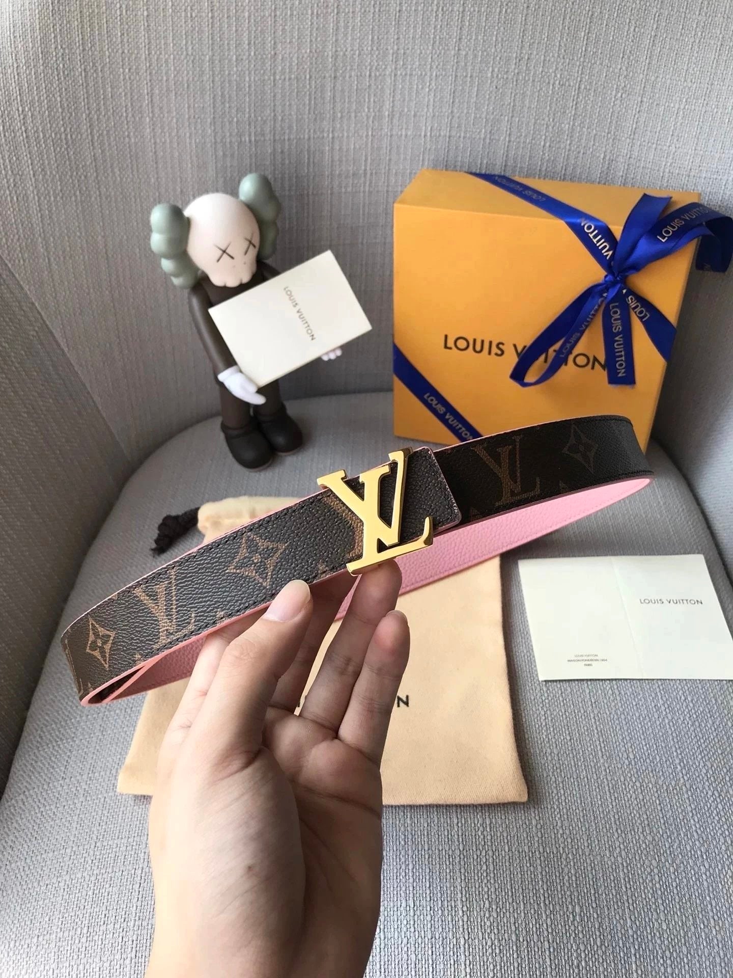 Louis Vuitton LV Belt Top version 【Counter Quality】Belt New Belt3.0cm Women's Belt Metal Buckle Women's Leather Belt with Classic Presbyopic Chessboard Grid Belt with Genuine Goods Packaging No Problem in and out of the Counter Versatile Casual Fashion Fo