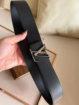 Louis Vuitton LV Belt Top version 【Counter Quality】The Most New Belt4.0cm Men's Belt Metal Buckle Men's Leather Belt with Classic Presbyopic Checkered Belt with Genuine Goods Packaging No Problem in and out of the Counter Versatile Casual Fashion Formal W