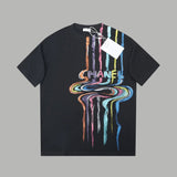 Chanel T-shirt Rainbow Pattern Print on the Chest logo round Neck Short Sleeve25ss New pure cotton T Unisex T-Shirt OS Drop Shoulder Loose Fit Base Shirt Top T-Shirt Short Sleeve