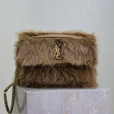 YSL Women's Bag Top version 【Maximum Version】Autumn and Winter Niki Rabbit Fur Series Oversized Niki47cm Rabbit Fur Large Tote Bag Hobo Bag Luggage Bag Fluffy Niki Bag New Women's Bag Mink Fur niki32cm Large Size Medium Size28cmNiki Rabbit fur bag