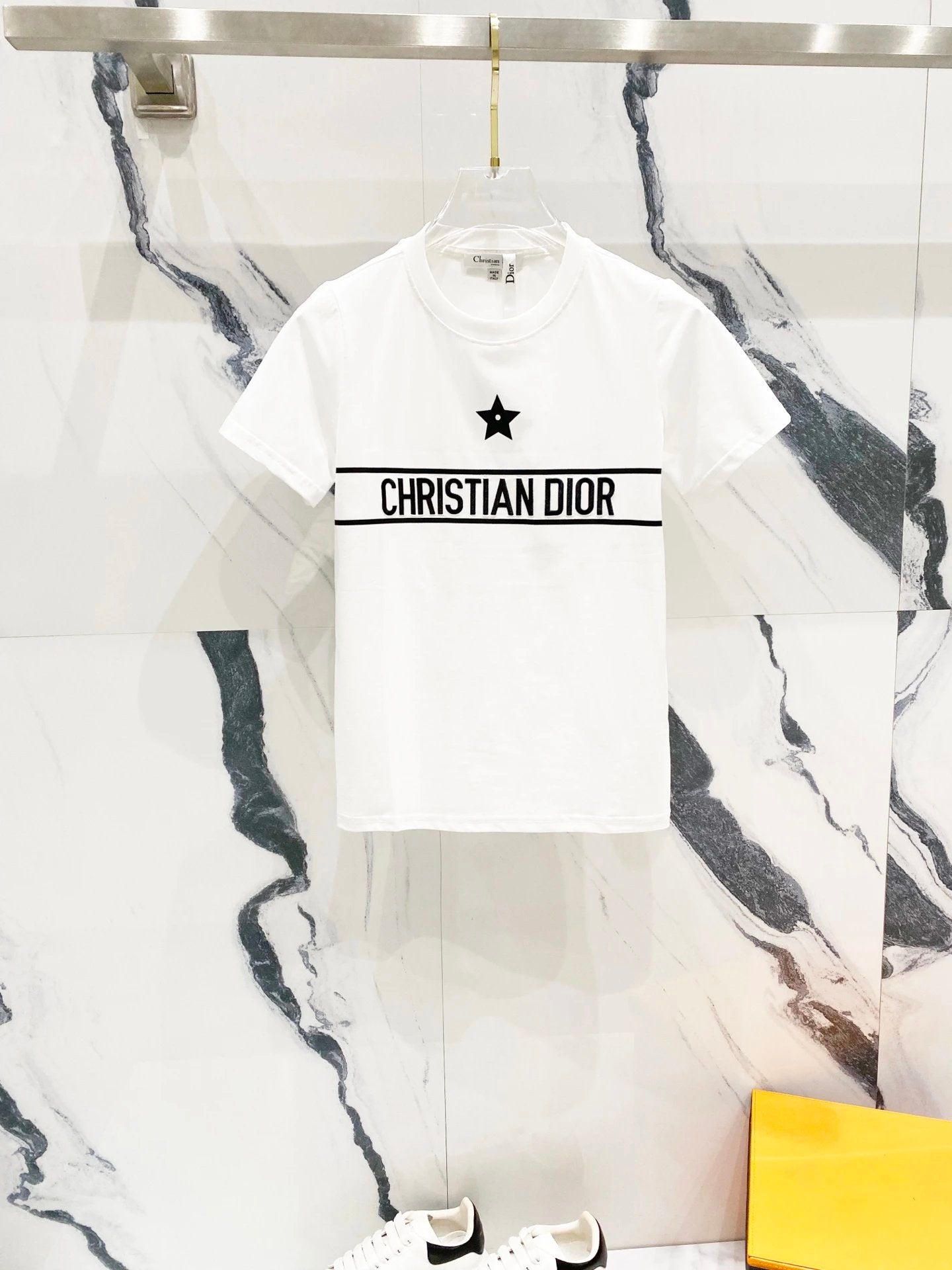 Dior T-shirt Chest Brand Letter Print logo round Neck Short Sleeve25ss New pure cotton T Women's T-shirt OS Drop Shoulder Loose Fit Base Shirt Top T-Shirt Short Sleeve