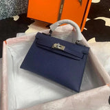 Hermes women's bag Top version New Women's Bag Minikellyll Kelly Bag Second Generation Epsom Leather Handmade Wax Line19cm