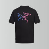 Arc'teryx T-shirt Back Gradient Color Bird Pattern Print logo round Neck Short Sleeve25ss New pure cotton T Unisex T-Shirt OS Drop Shoulder Loose Fit Base Shirt Top T-Shirt Short Sleeve