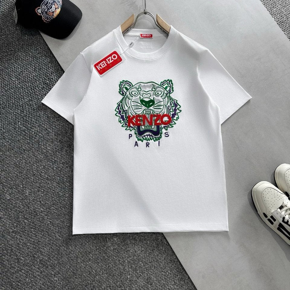 Kenzo T-shirt Top Version Tiger Head Embroidery Counter Same Style Pure Cotton Summer Men and Women Same Style Fashion Loose All-Matching2024New Short Sleeve T T-shirt