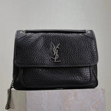 YSL Women's Bag Top version 【The Highest Quality Version of the Original Factory】Yang Shulin Niki-32cm Elephant Pattern Sheepskin Men's Messenger Bag Shoulder Bag Men's and Women's Same Casual Commuter Bag Women's niki Large Size32cm Grain Sheepskin niki