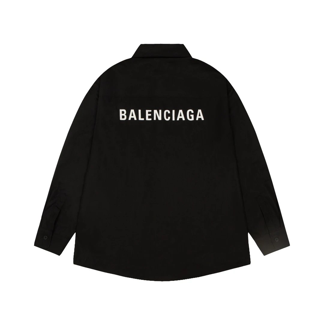 Balenciaga Jackets Back with English letters logo Long Sleeve Shirt Unisex Versatile Business Casual Slim Fit Jacket