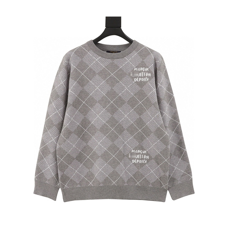 Louis Vuitton LV Sweater 24ss Diamond Plaid Cashmere Sweater Sweater for Men and Women