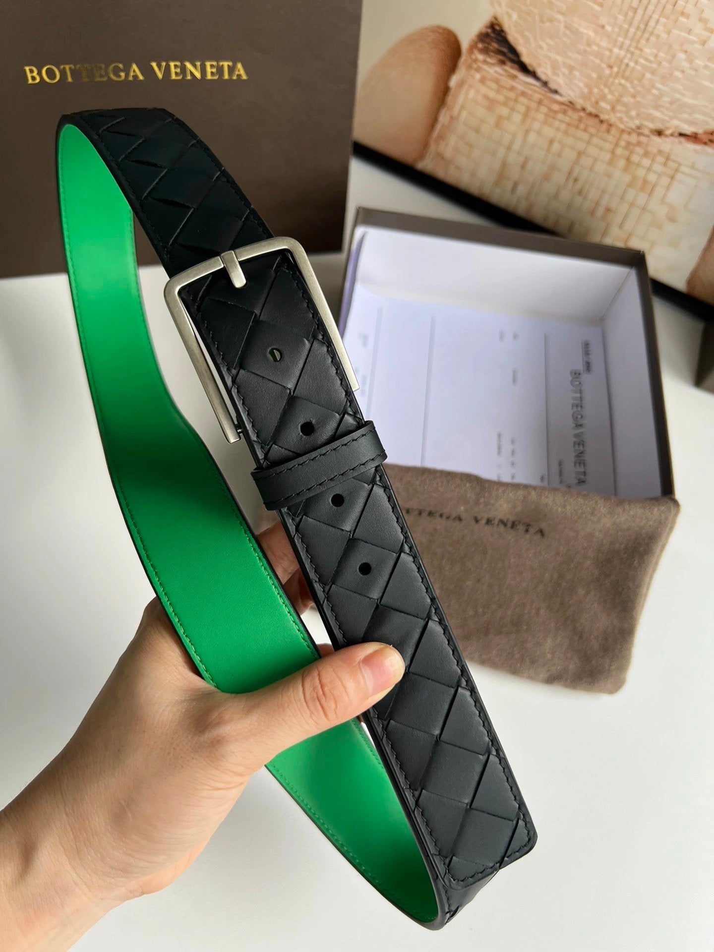 Bottega Veneta Belt 【First Layer Cowhide】Counter Version Free Packaging New Belt Men's First Layer Cowhide Hand-Woven Calfskin Belt Fashion All-Matching3.5cm Pant Belt Men and Women Business Casual Belt Belt Men's Leather Belt