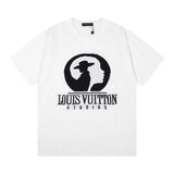 Louis Vuitton LV T-shirt Double-Sided Knit Chest logo round Neck Short Sleeve25ss New Pure Cotton Unisex Style T T-shirt OS Loose Fit Base Shirt Half Sleeve T-Shirt Top Half Sleeve