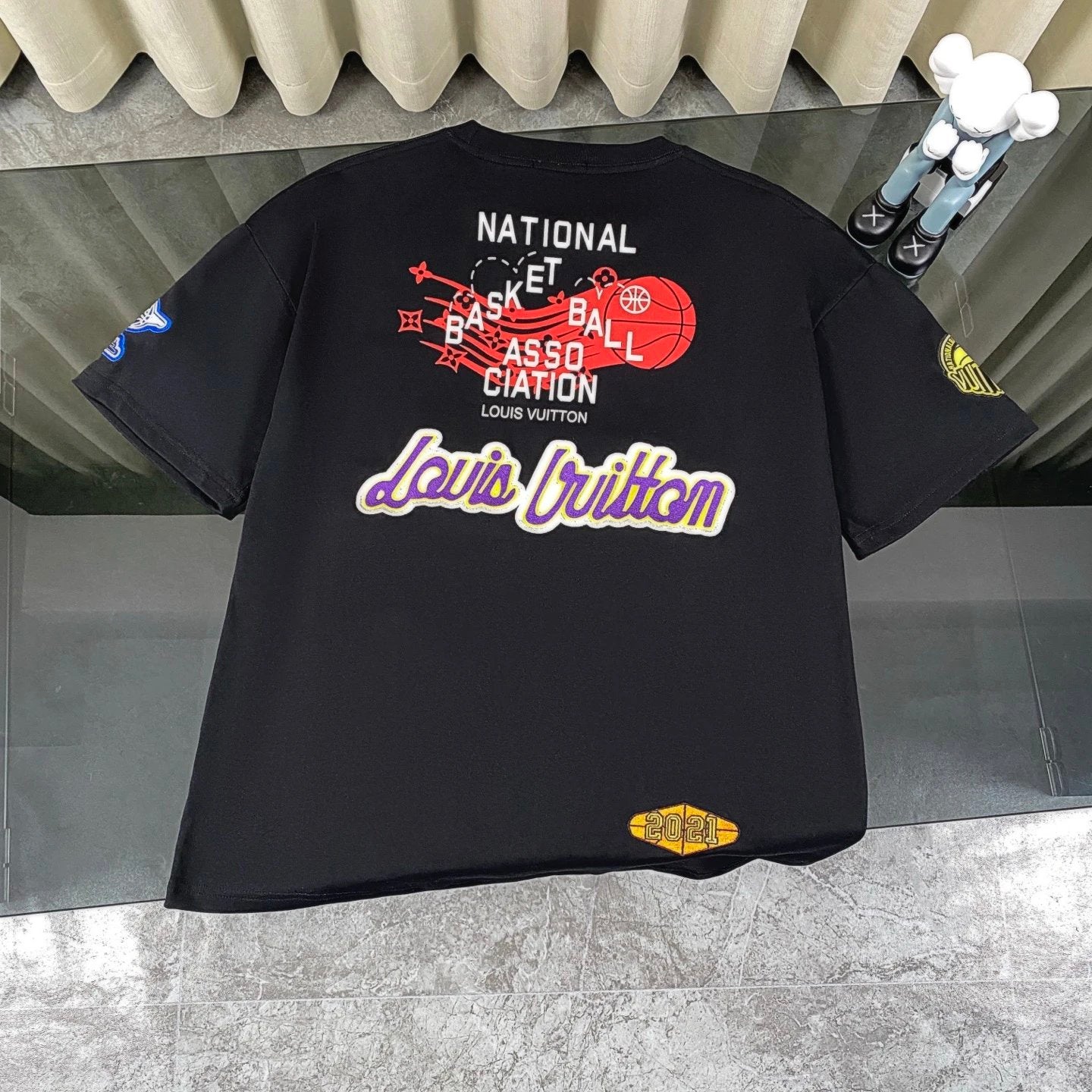Louis Vuitton LV T-shirt Full-body Basketball Letter Pattern Print logo round Neck Short Sleeve25ss New Pure Cotton Unisex Style T T-shirt OS Loose Fit Base Shirt Half Sleeve T-Shirt Top Half Sleeve