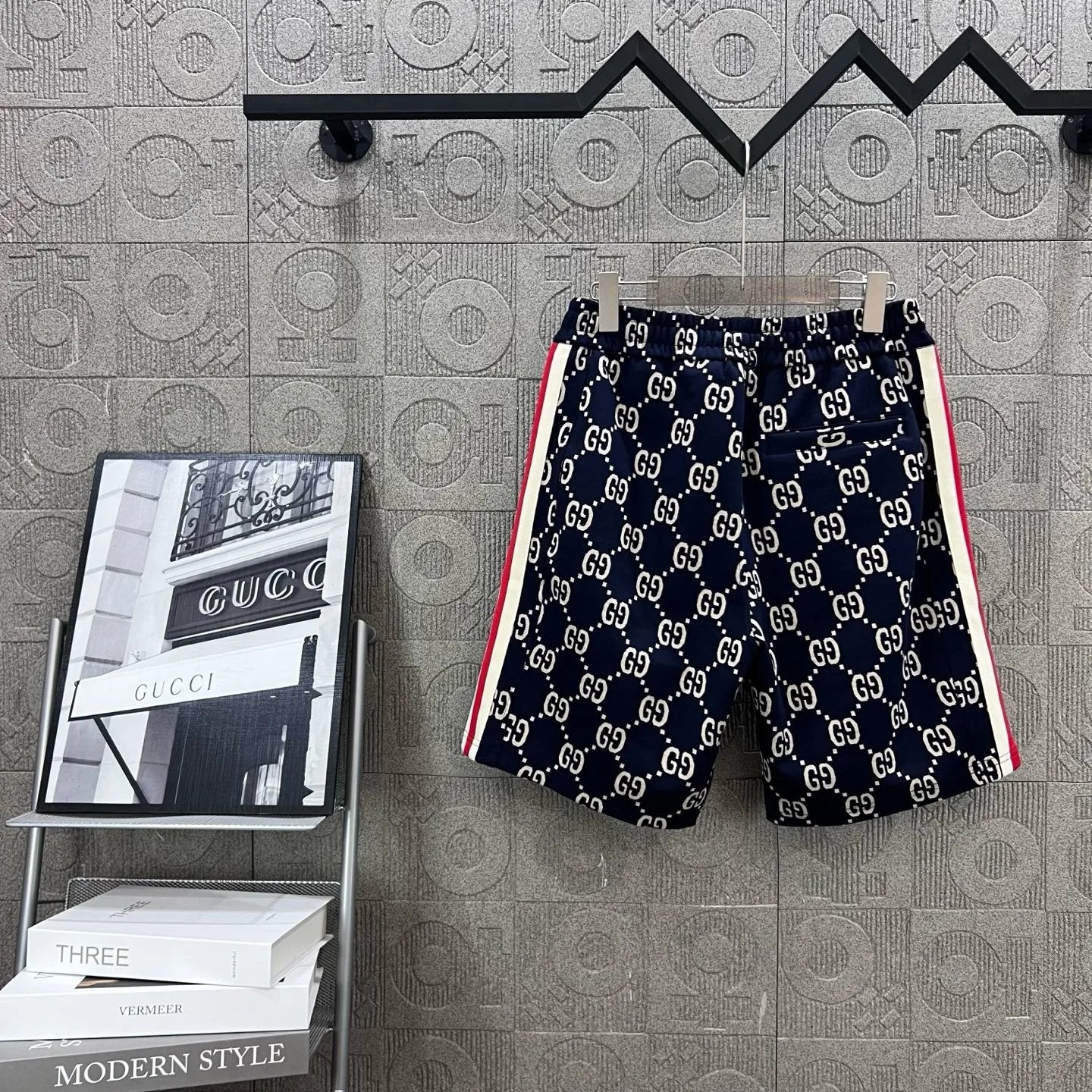 Gucci Shorts Full Print Double G Letter Printing logo Five-point Shorts25ss New Drawstring Casual Summer Pants American Style5Two-in-One Casual Sweatpants for Men and Women, Pure Cotton Joggers