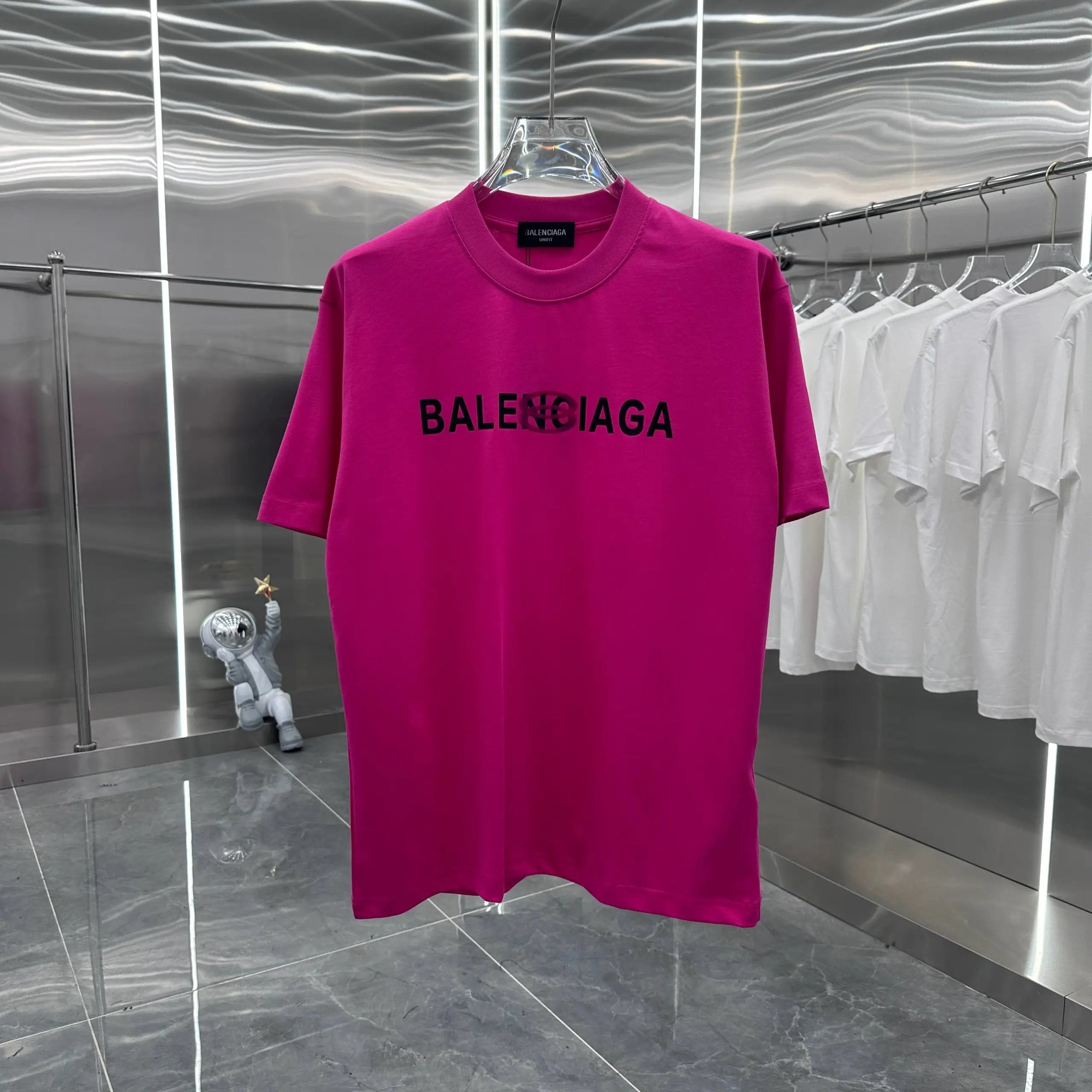 Balenciaga T-shirt 3D Silicone Chest logo round Neck Short Sleeve25ss New Pure Cotton Unisex Style T T-shirt OS Loose Fit Base Shirt Top Half Sleeve T-Shirt