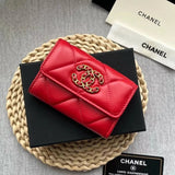 Chanel Wallet Top version Small new19bag Mouth Cover Coin Purse2022Latest logo With Large Rhombus Plaid，Imported Lambskin and Retro Hardware Men's Card Holder Ladies Card Holder Card Holder Wallet