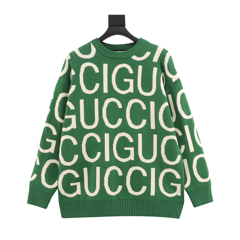 Gucci Sweater Sweater over Printed Letters logo Jacquard round Neck Sweater for Men and Women